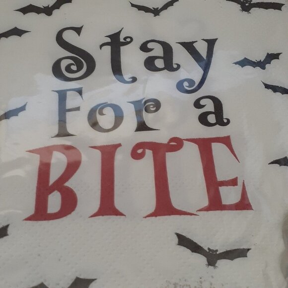 Paper Party Napkins Halloween Stay for a Bite Vampire Bat Cocktail Dessert 40 pc - Picture 4 of 4